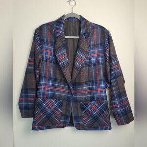 Vintage Crazy Horse Plaid Blazer